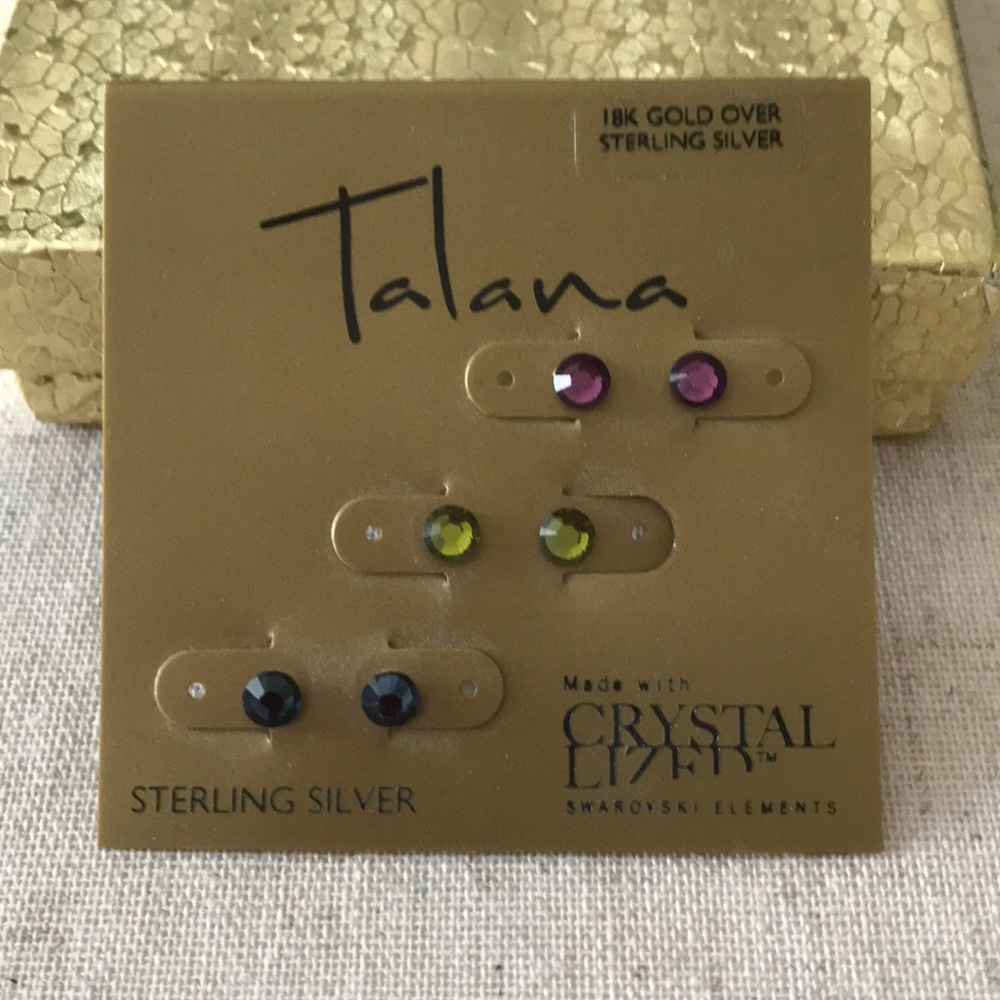 💜Talana 18k gold/sterling crystal stud earrings